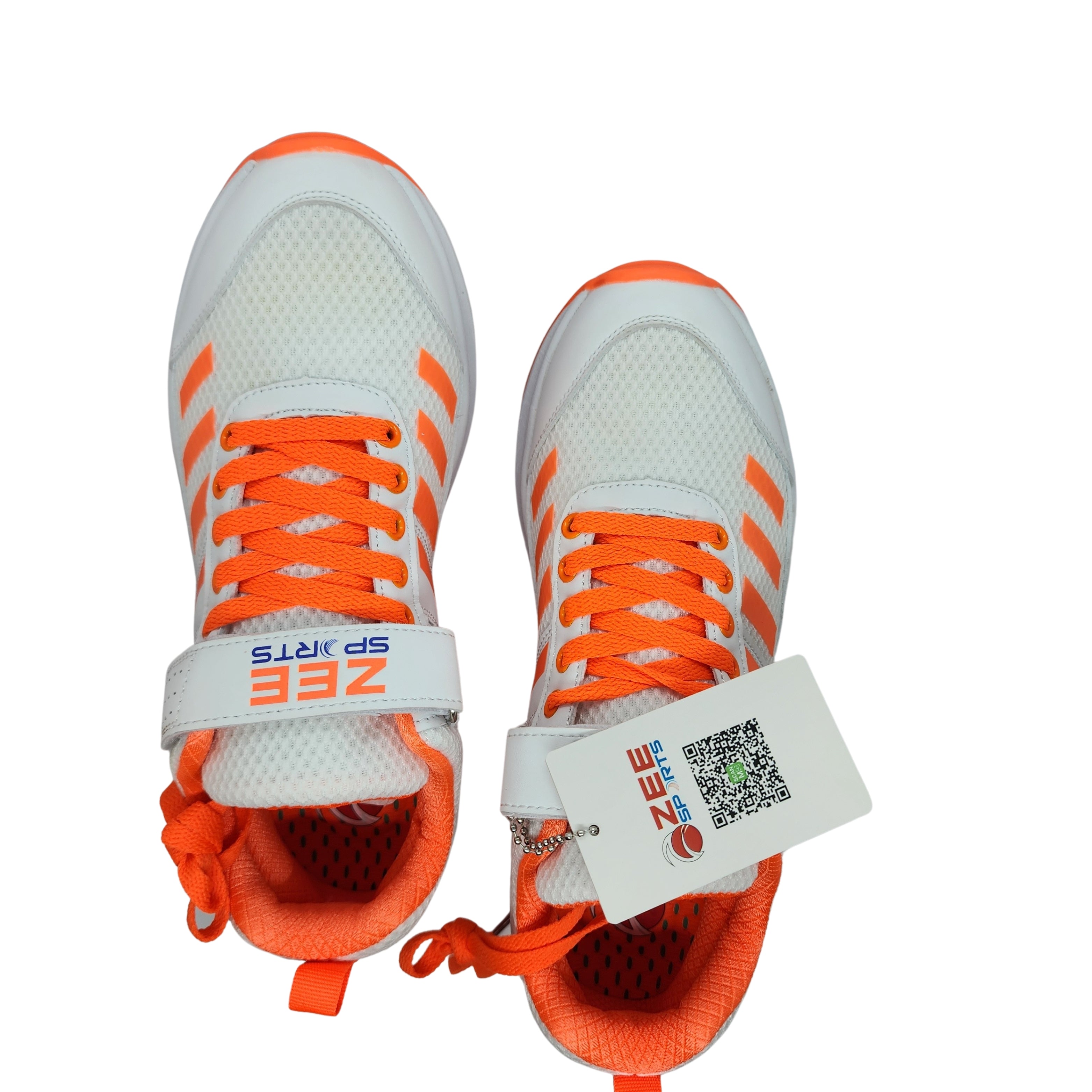 Zee Sports Rubber Spike Allrounder Mid Cricket Shoes With An Extra Gel Non Slip in-sole | Orange Color