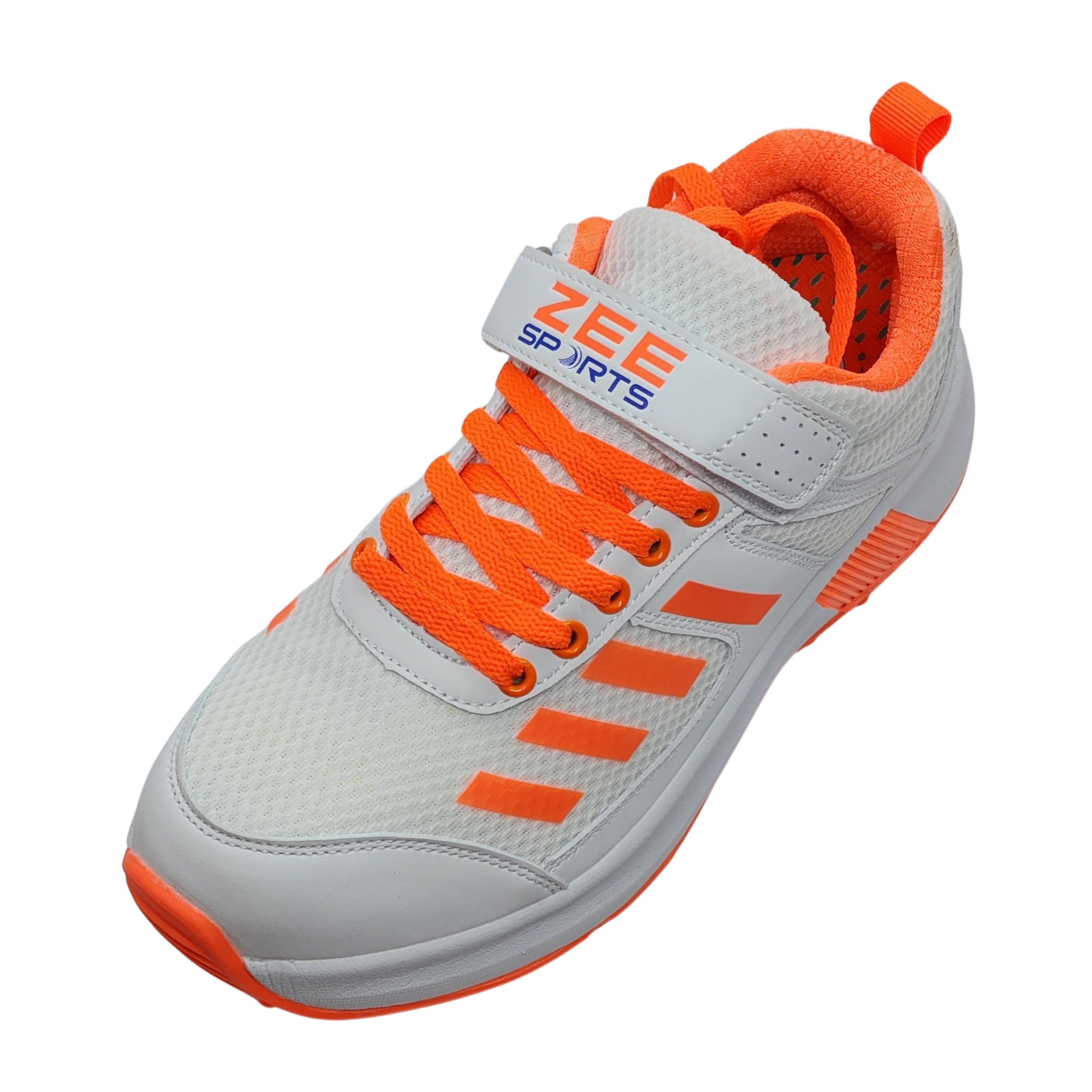 Zee Sports Rubber Spike Allrounder Mid Cricket Shoes With An Extra Gel Non Slip in-sole | Orange Color