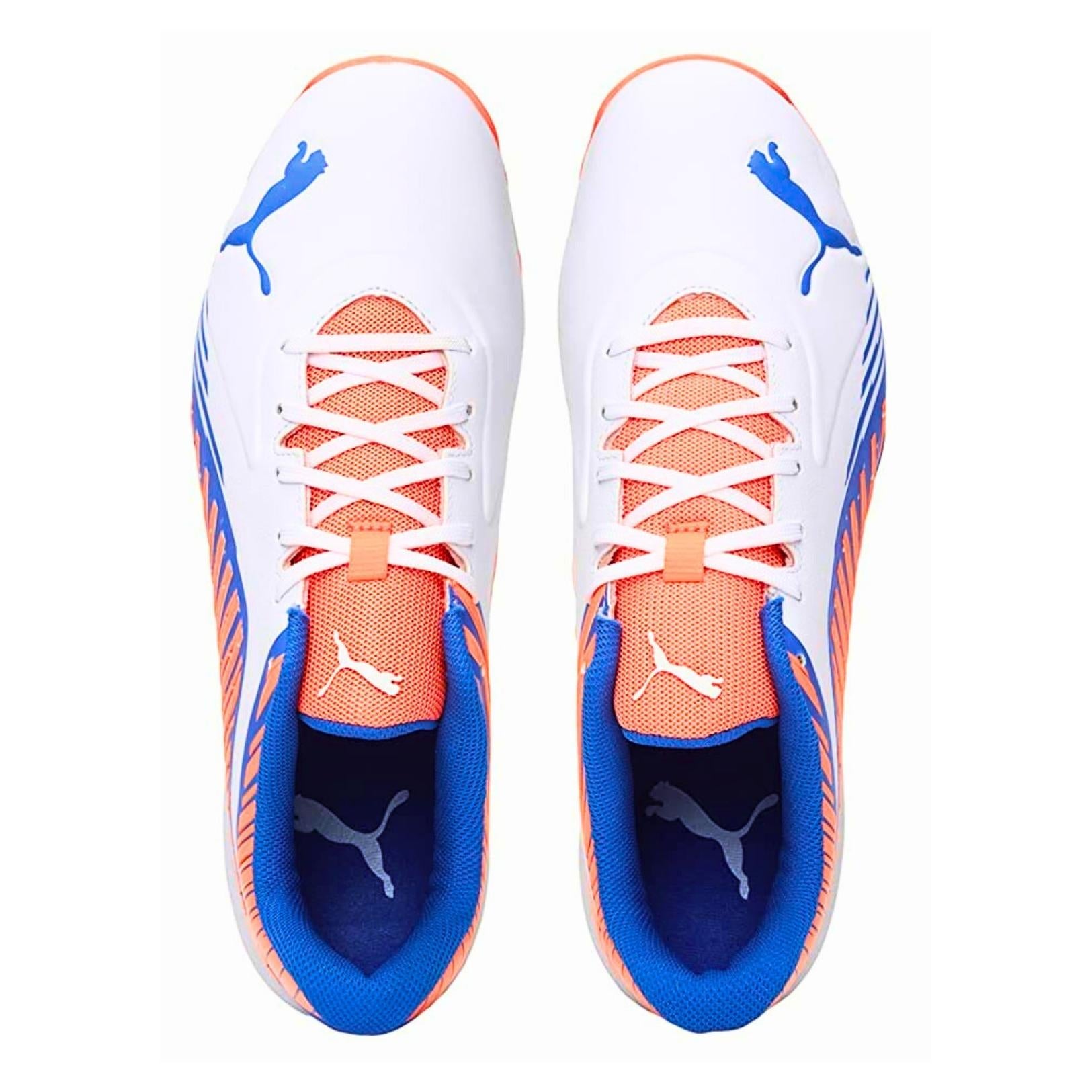 PUMA Cricket Shoes | Puma FH Rubber 22 White-Bluemazing-Neon Citrus