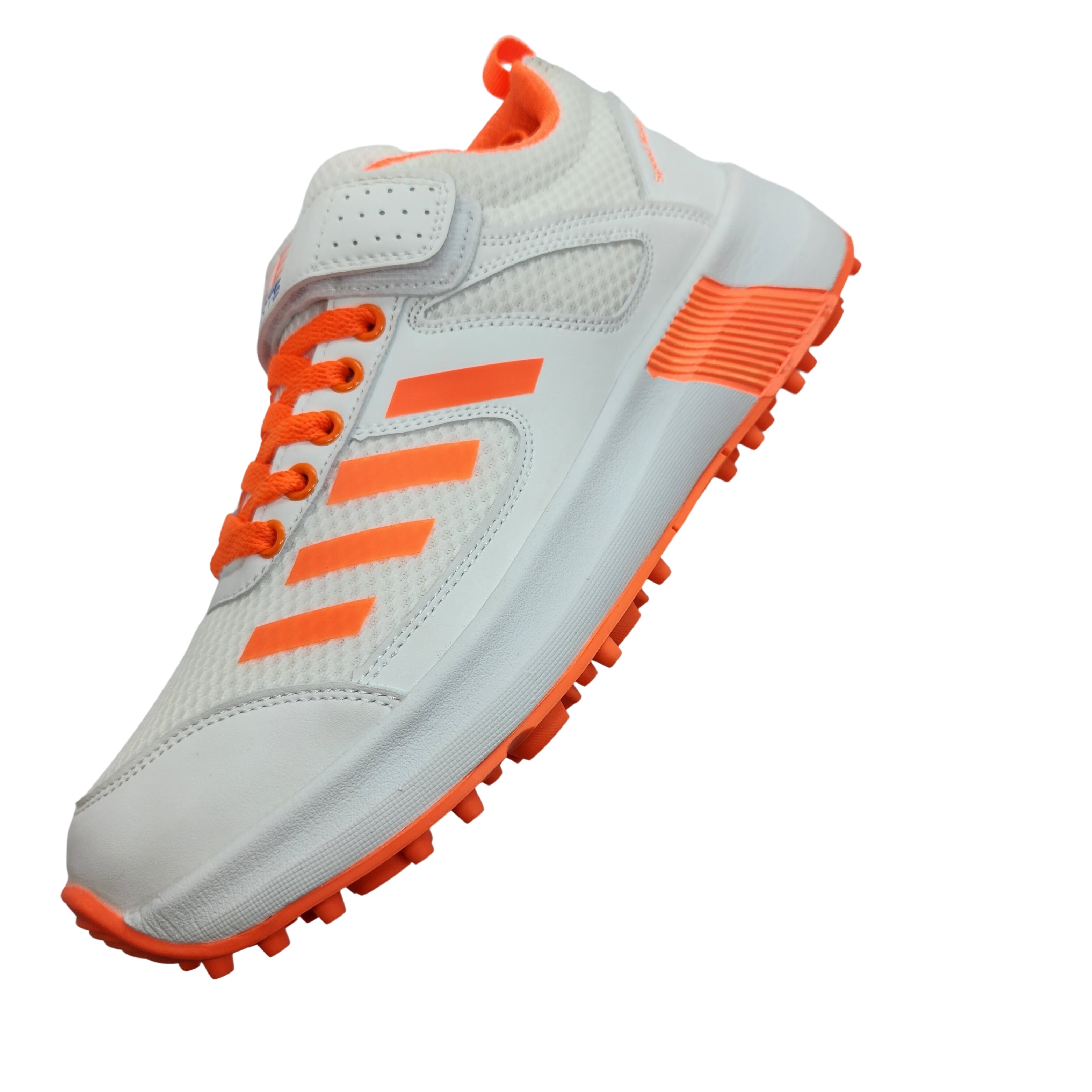 Zee Sports Rubber Spike Allrounder Mid Cricket Shoes With An Extra Gel Non Slip in-sole | Orange Color