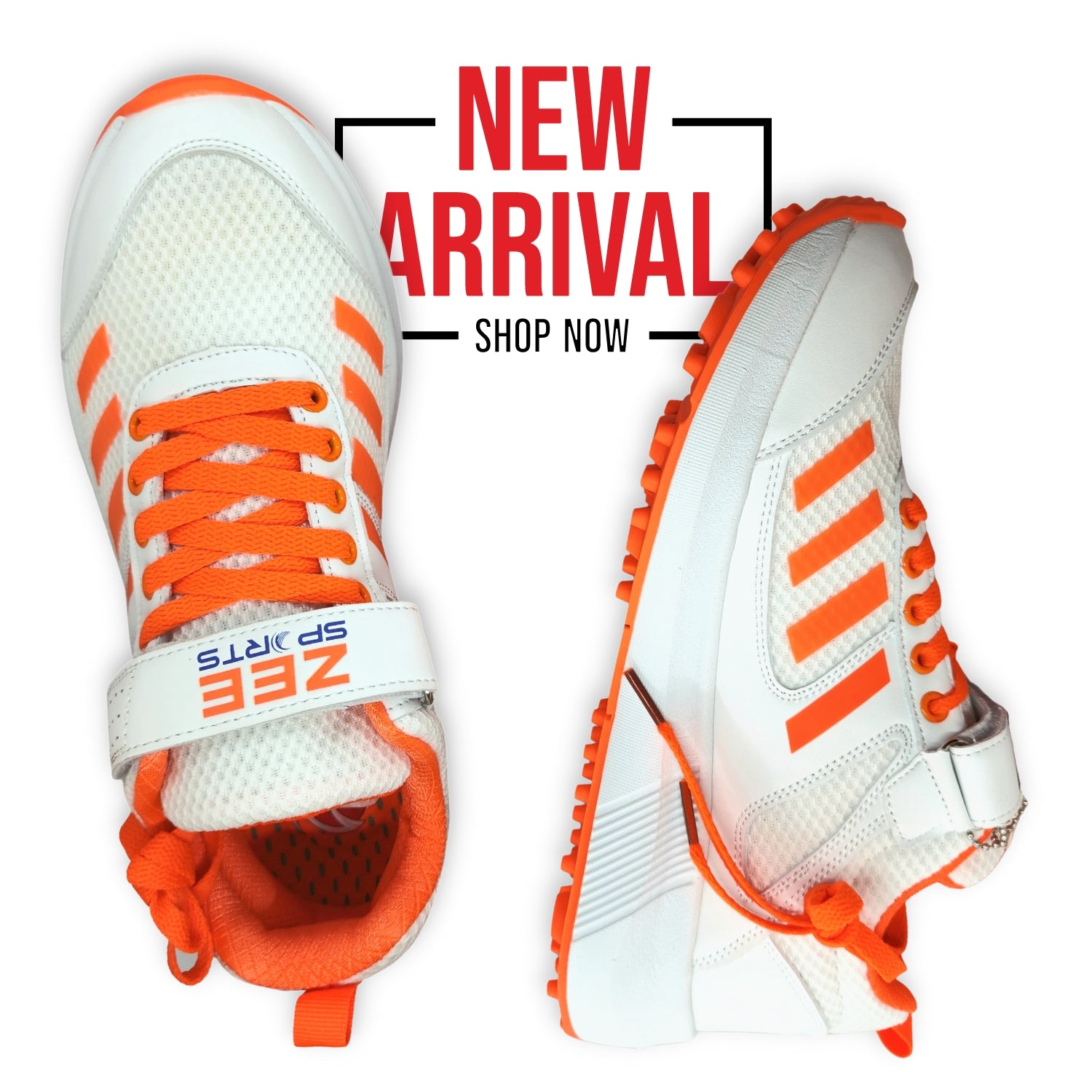 Zee Sports Cricket Shoes Rubber Spike Allrounder Mid Height With An Extra Non Slip Gel in-sole | Orange Color