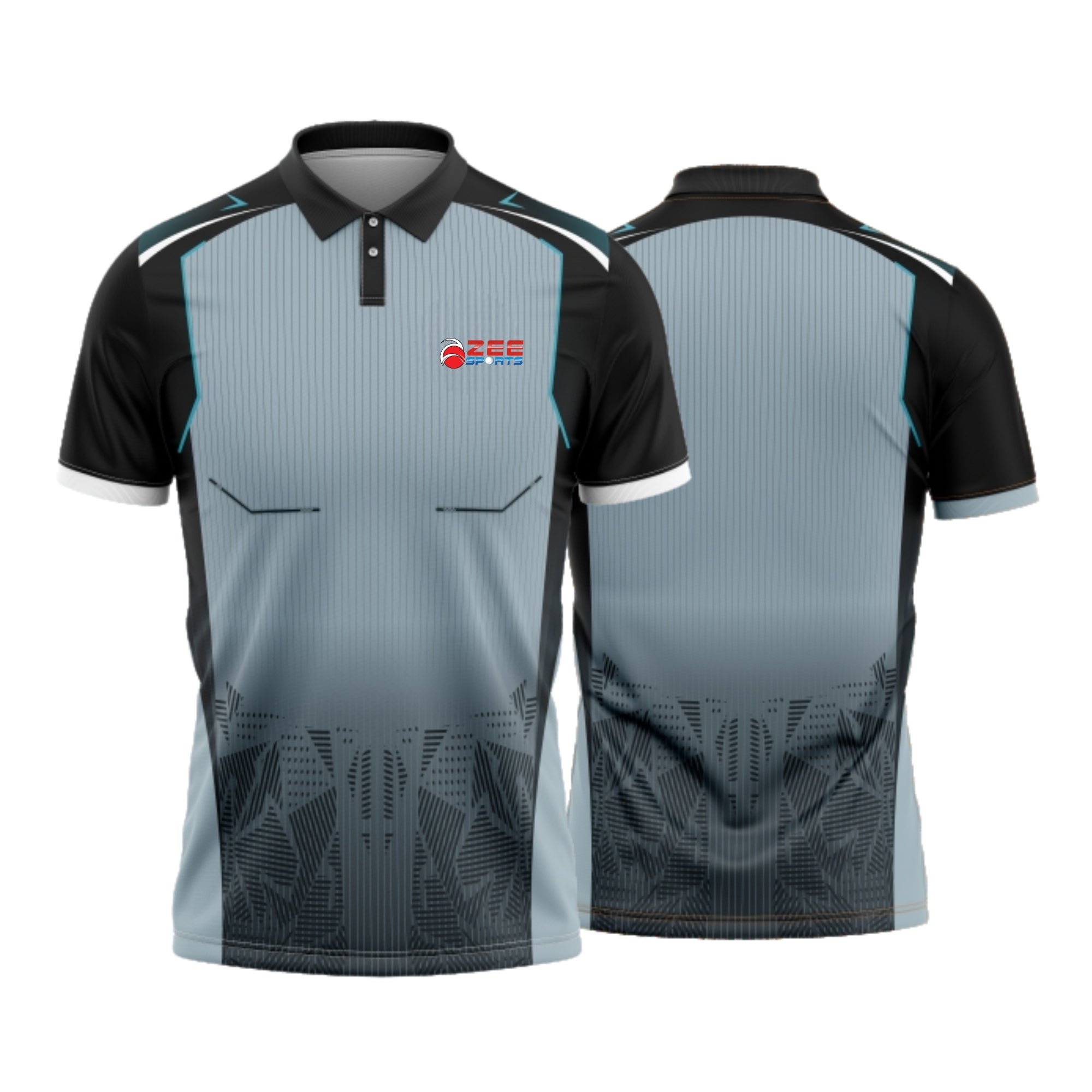 Gray and black sports jersey with a logo on a white background