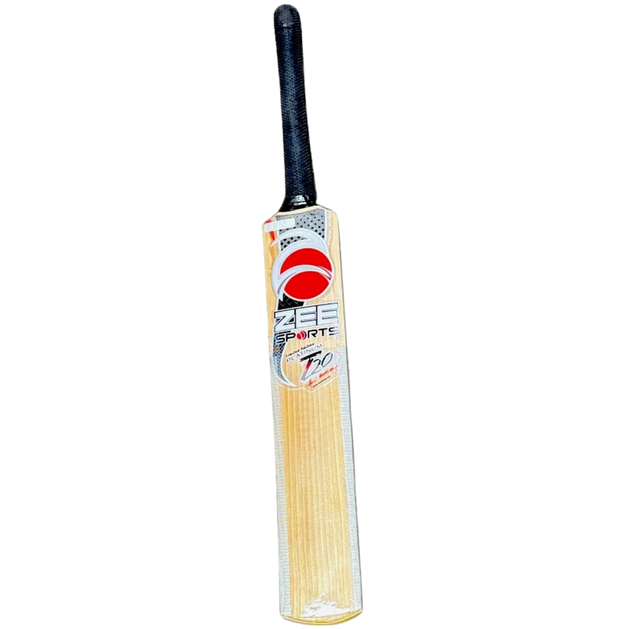 Cricket bat with visible branding on a white background