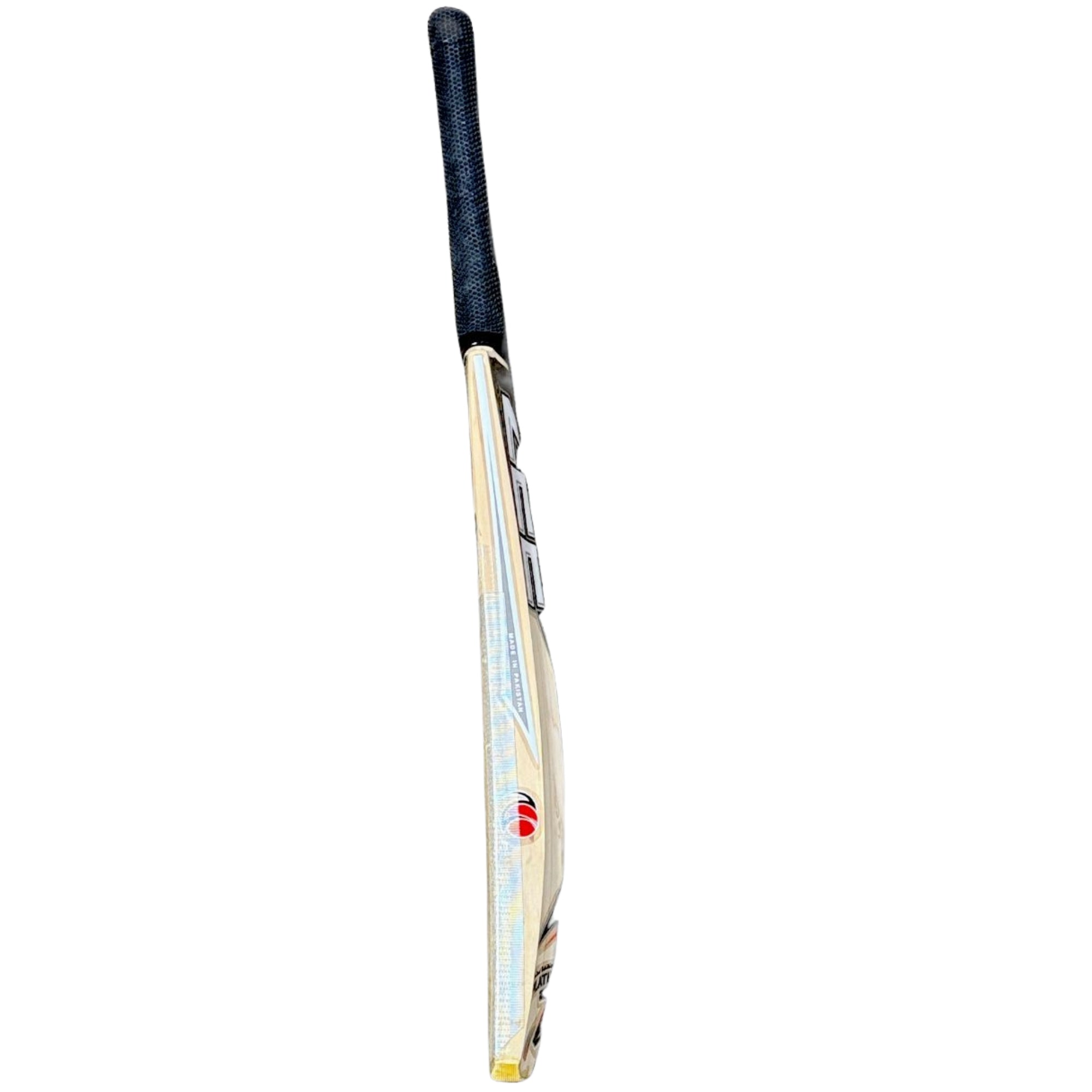zeesports cricket bat with a black handle on a white background