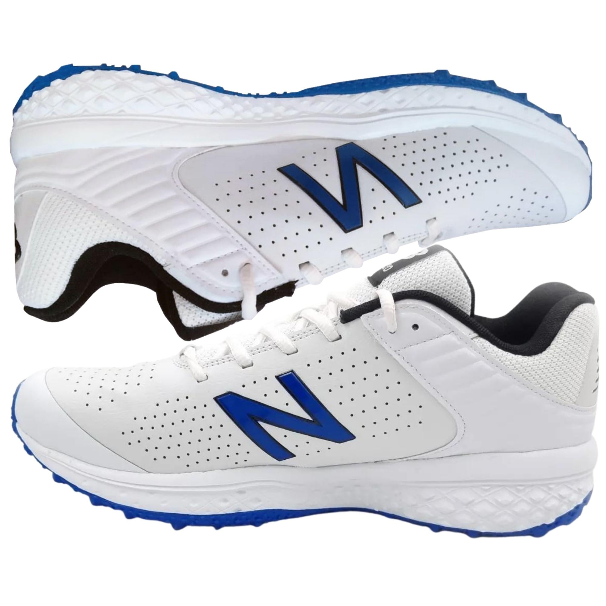 New Balance Cricket Shoes, Model CK4020 D4 Rubber Spikes - White