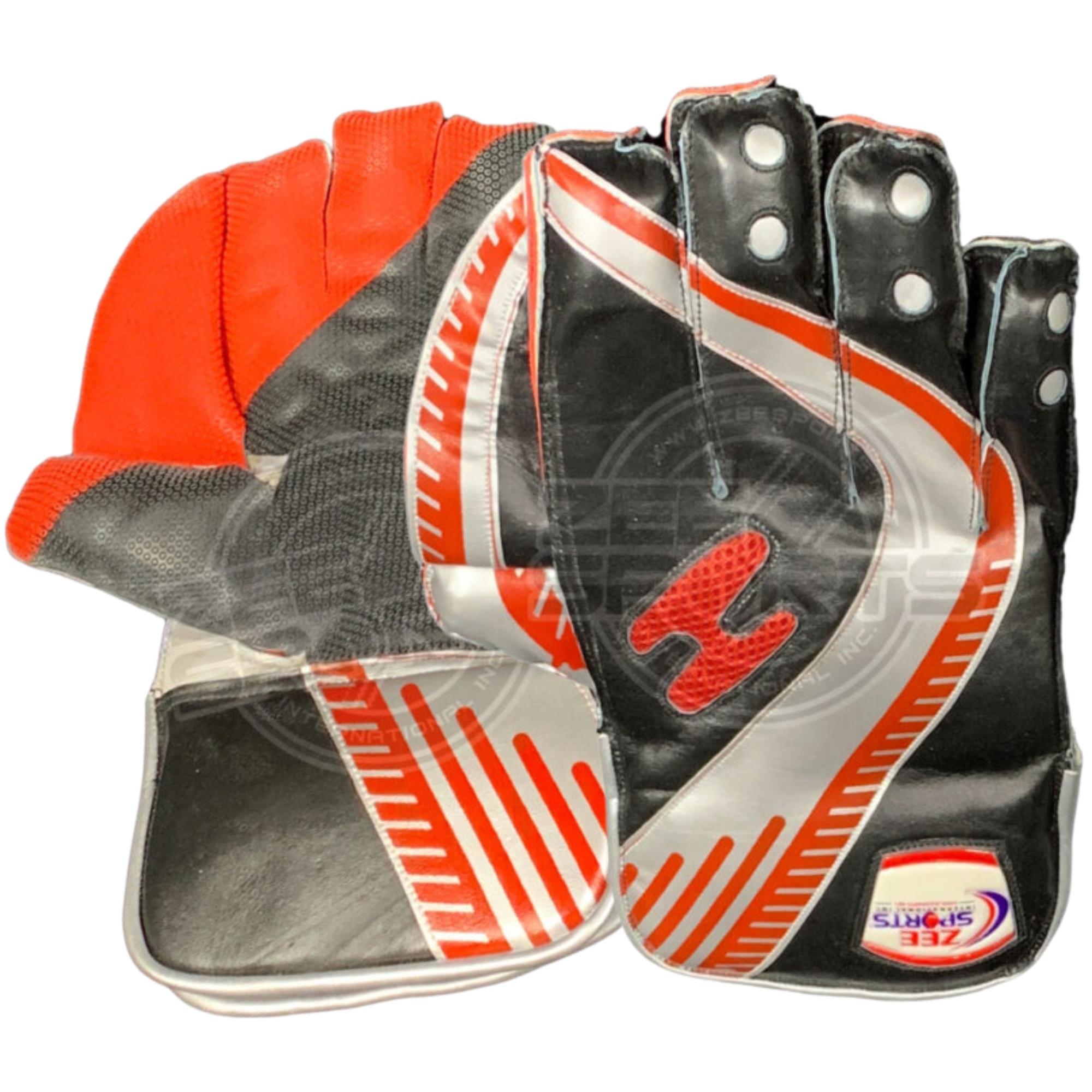 Zee Sports Black and Red Leather Wicket Keeping Gloves