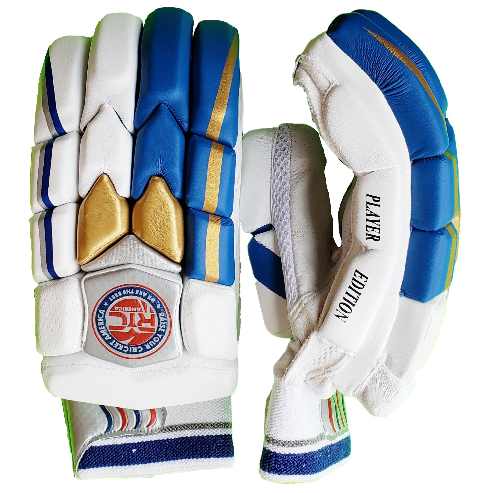 Zee Sports RYC Cricket Batting Gloves Player Edition Blue Golden